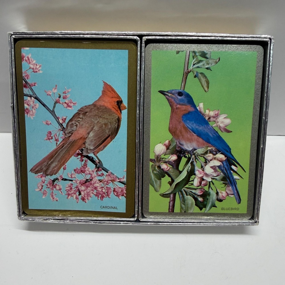 VTG Congress Playing Cards Birds Double Deck Set in Julius Garfinckel & Co Box